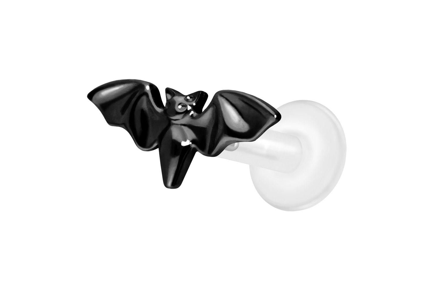 PTFE Labret Piercing mit Innengewinde + Titan-Aufsatz FLEDERMAUS